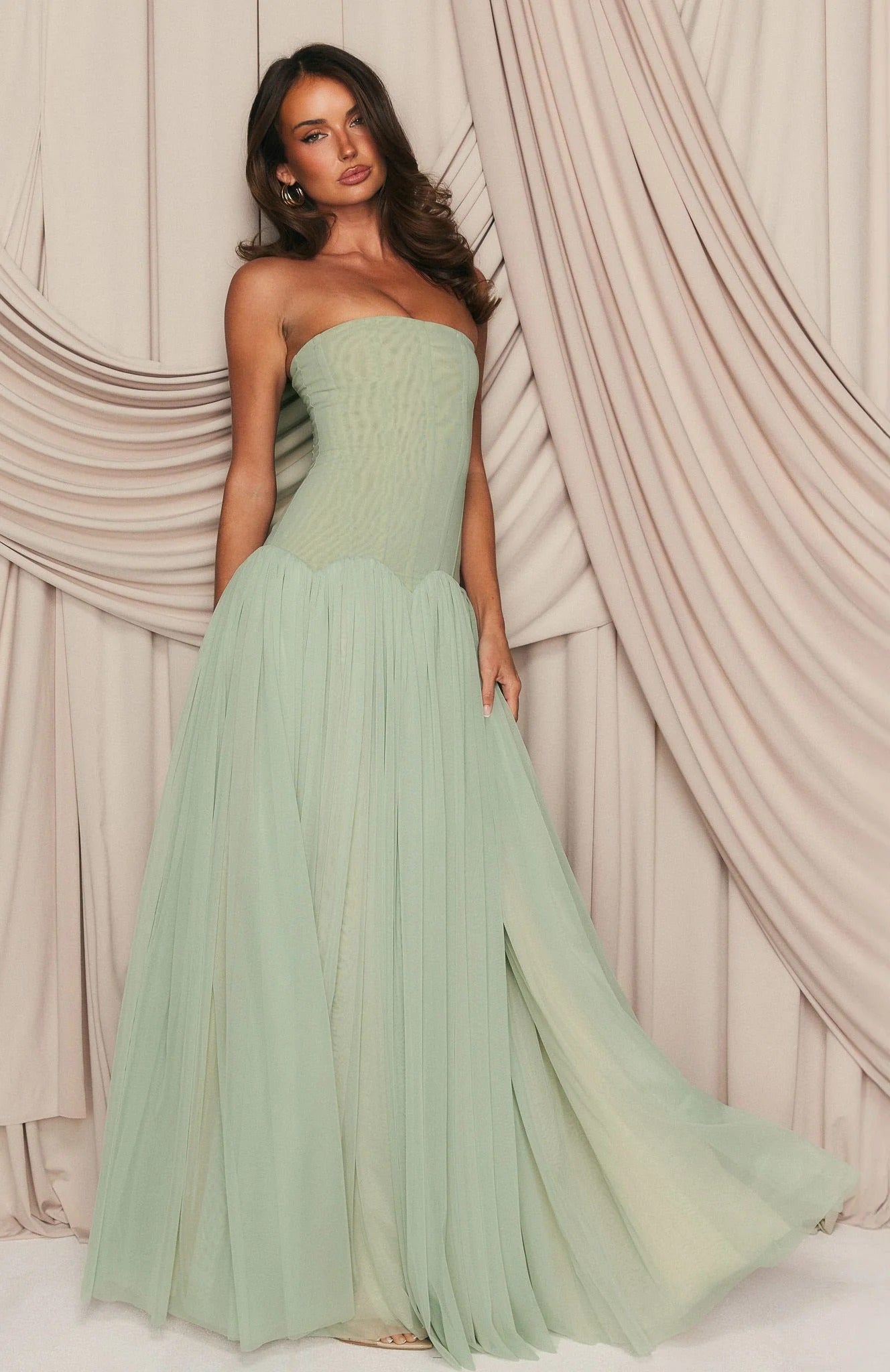 Eden Sage Tulle Maxi