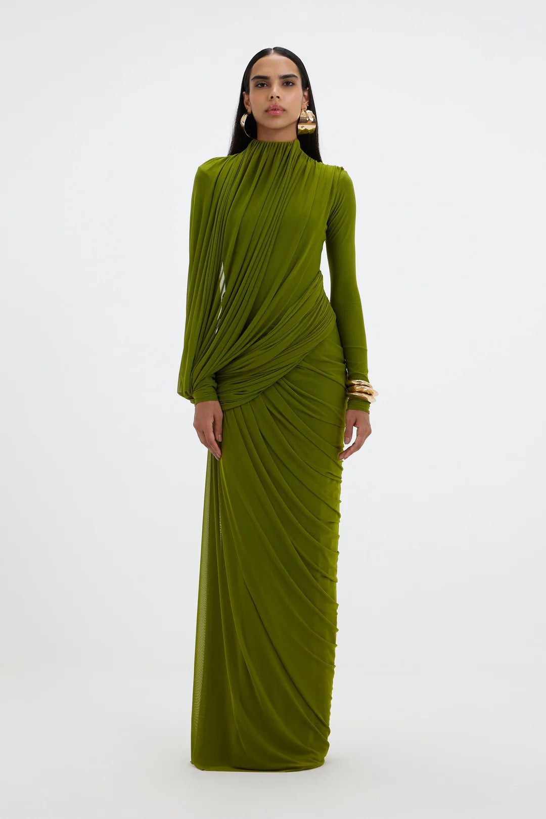 Sage Draped Jersey Gown