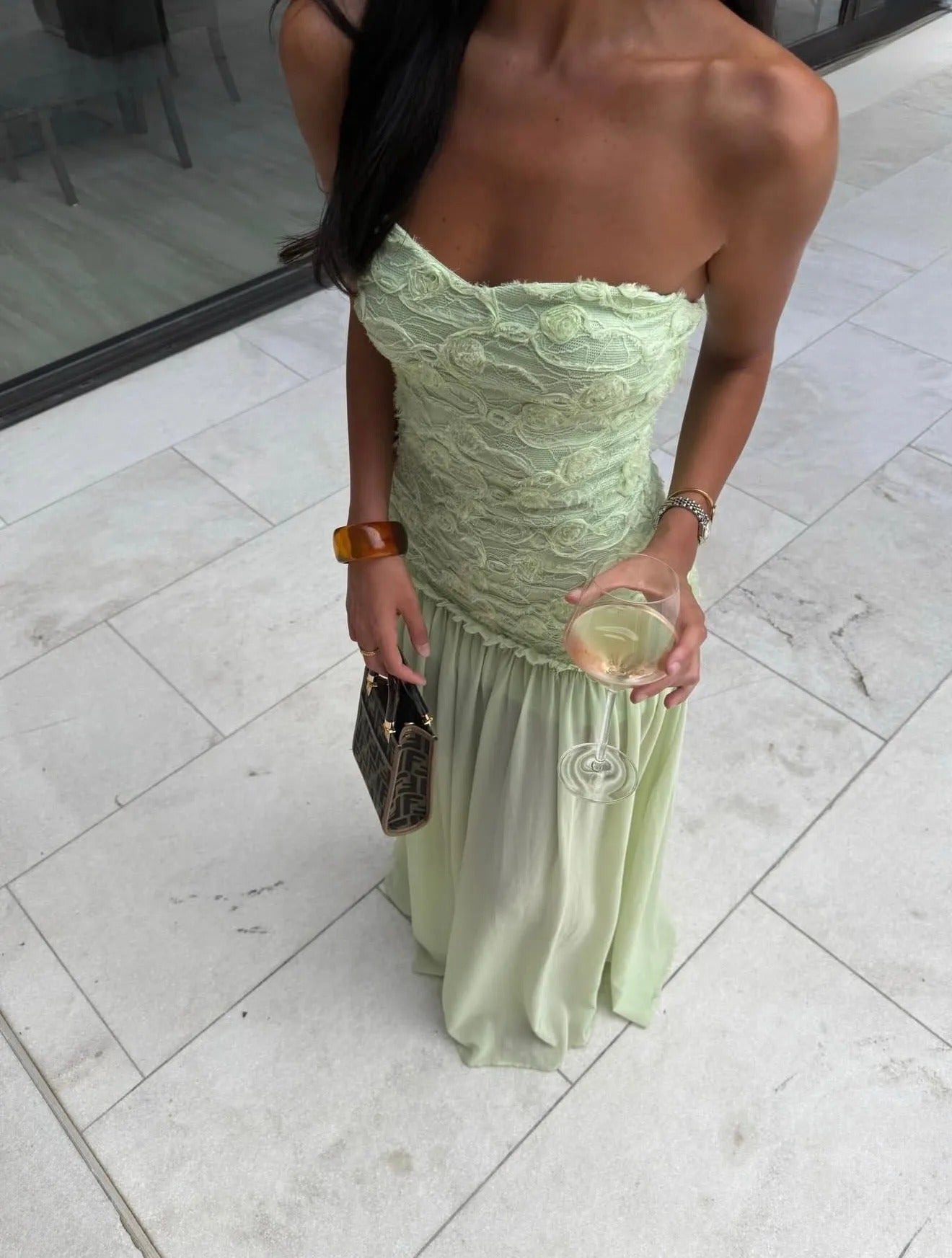 Fleur Appliqué Maxi Gown