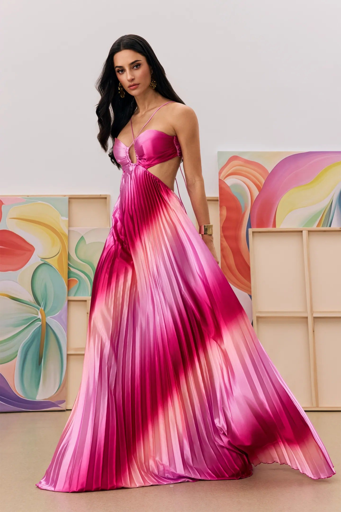 Rosa Ombre Pleated Gown
