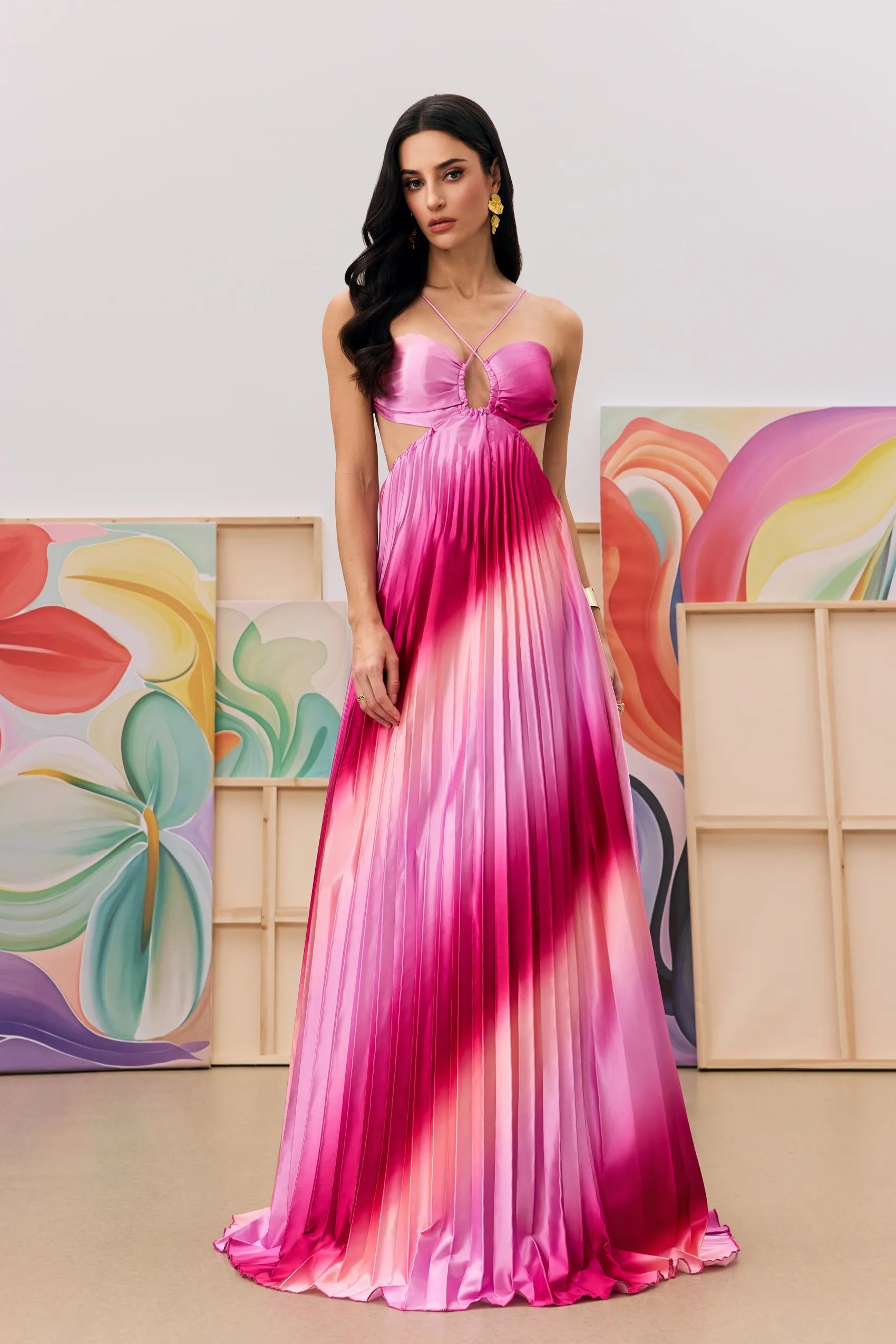Rosa Ombre Pleated Gown