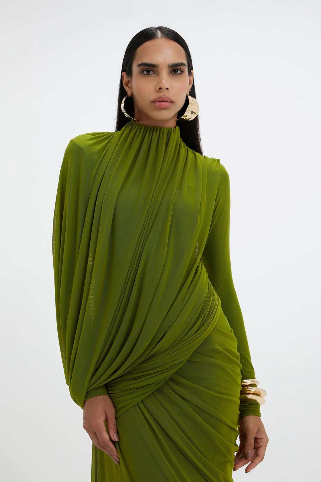 Sage Draped Jersey Gown