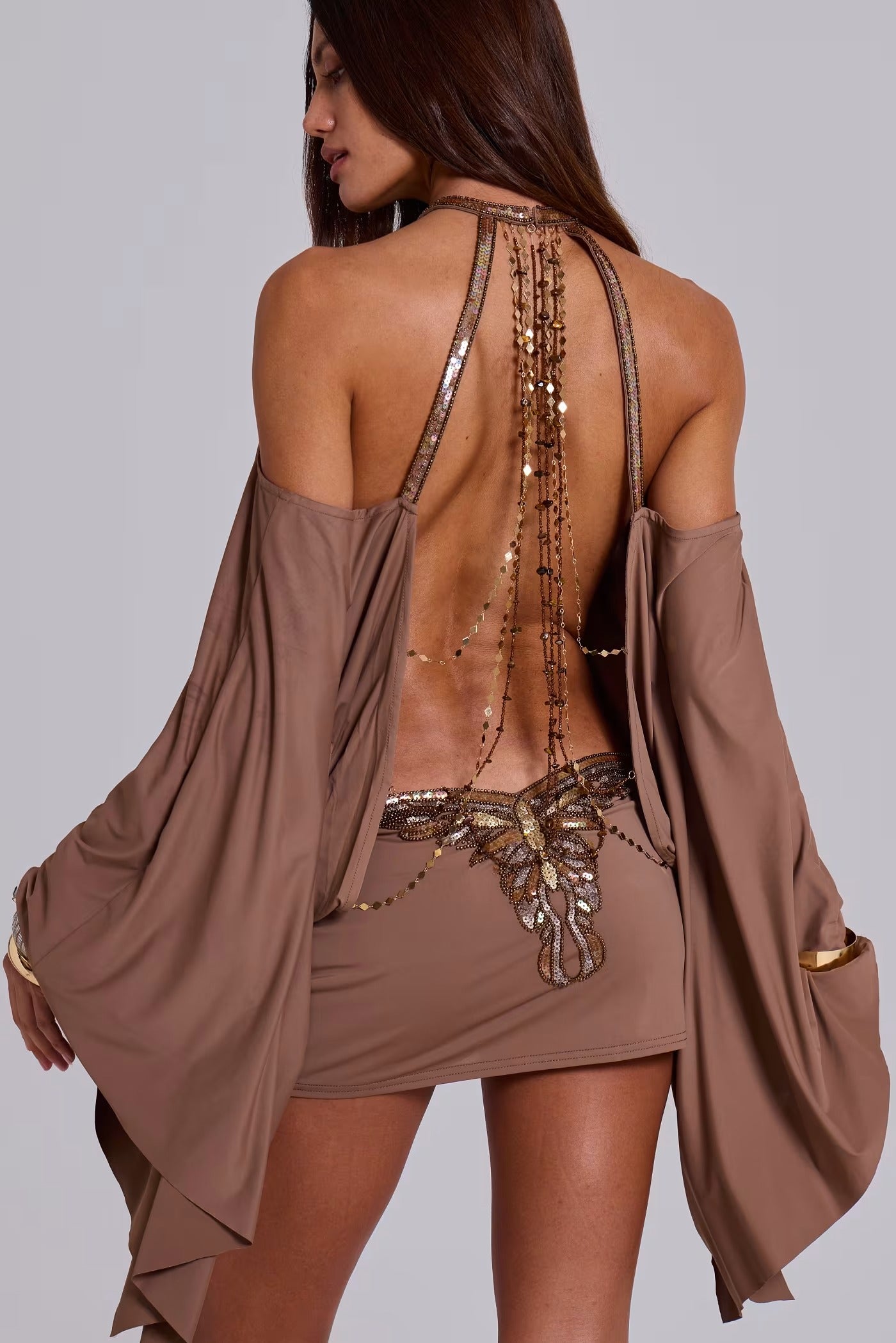 Mocha Cape Mini Dress
