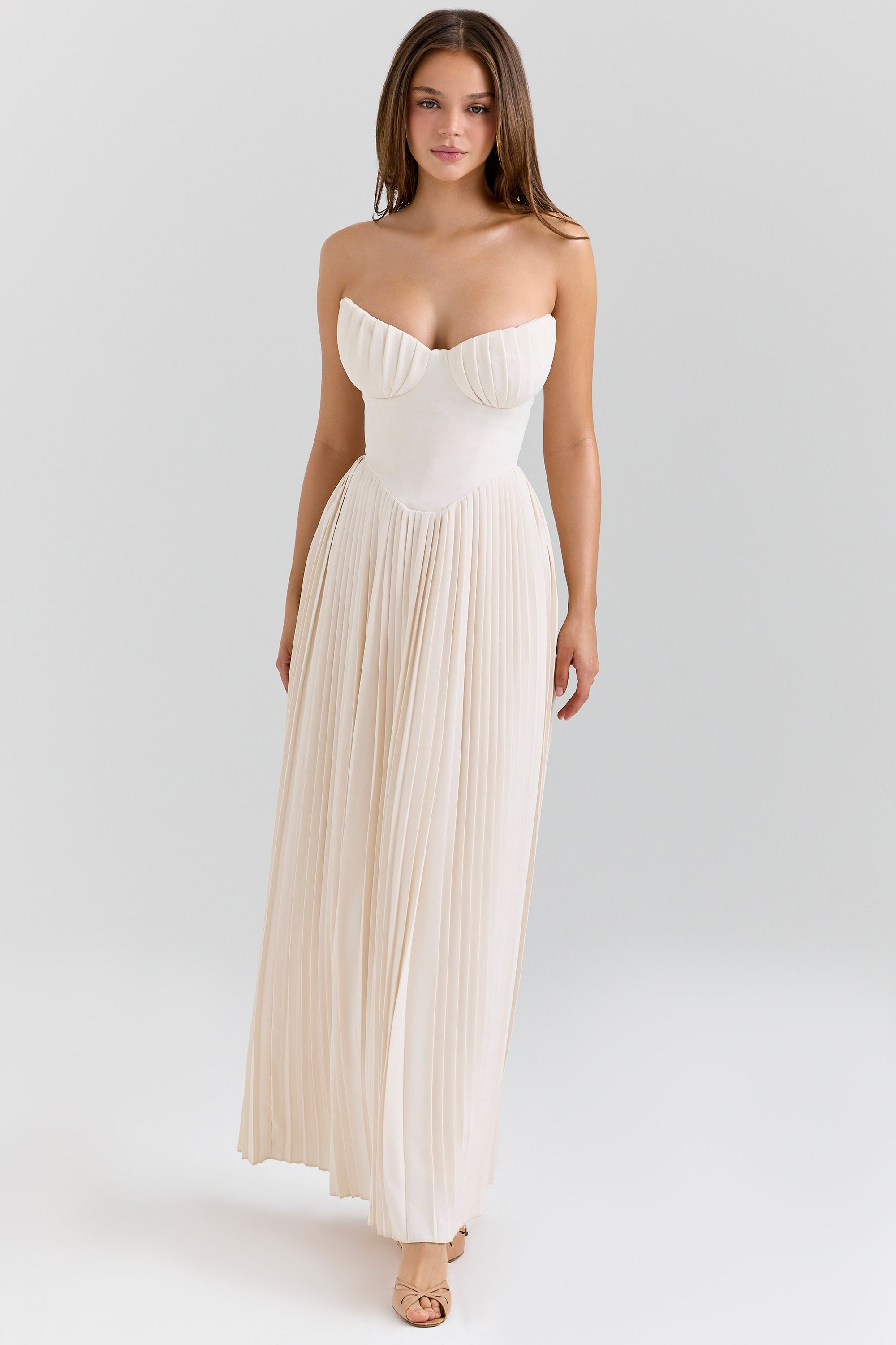 Marcella Pleated Strapless Maxi