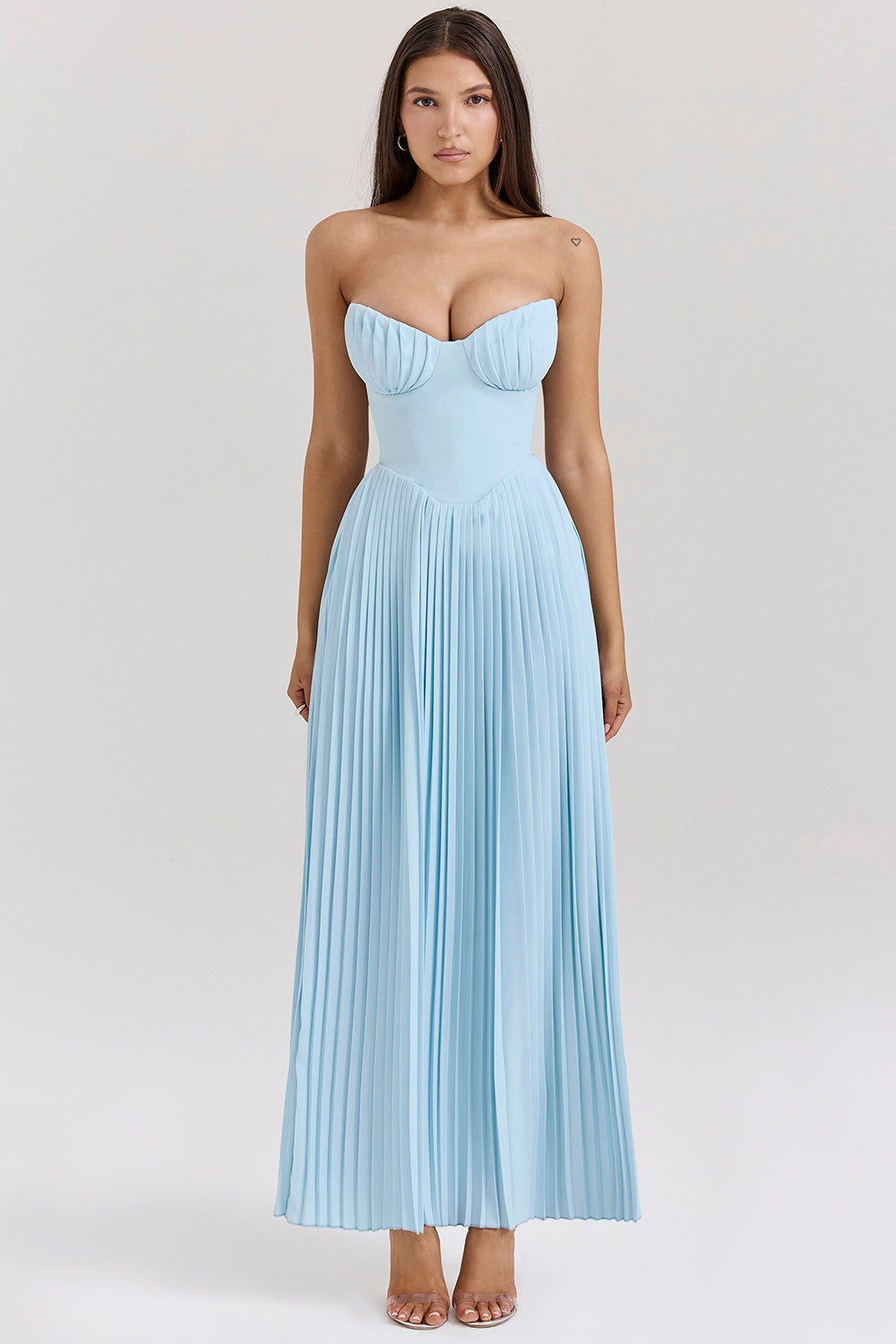 Marcella Pleated Strapless Maxi