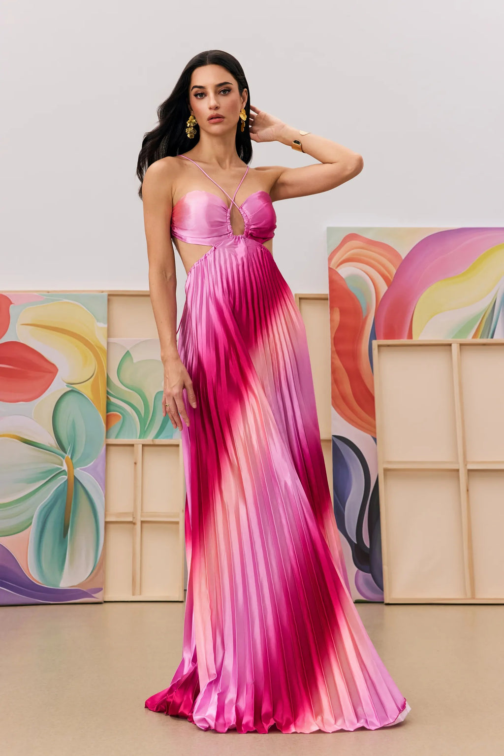 Rosa Ombre Pleated Gown
