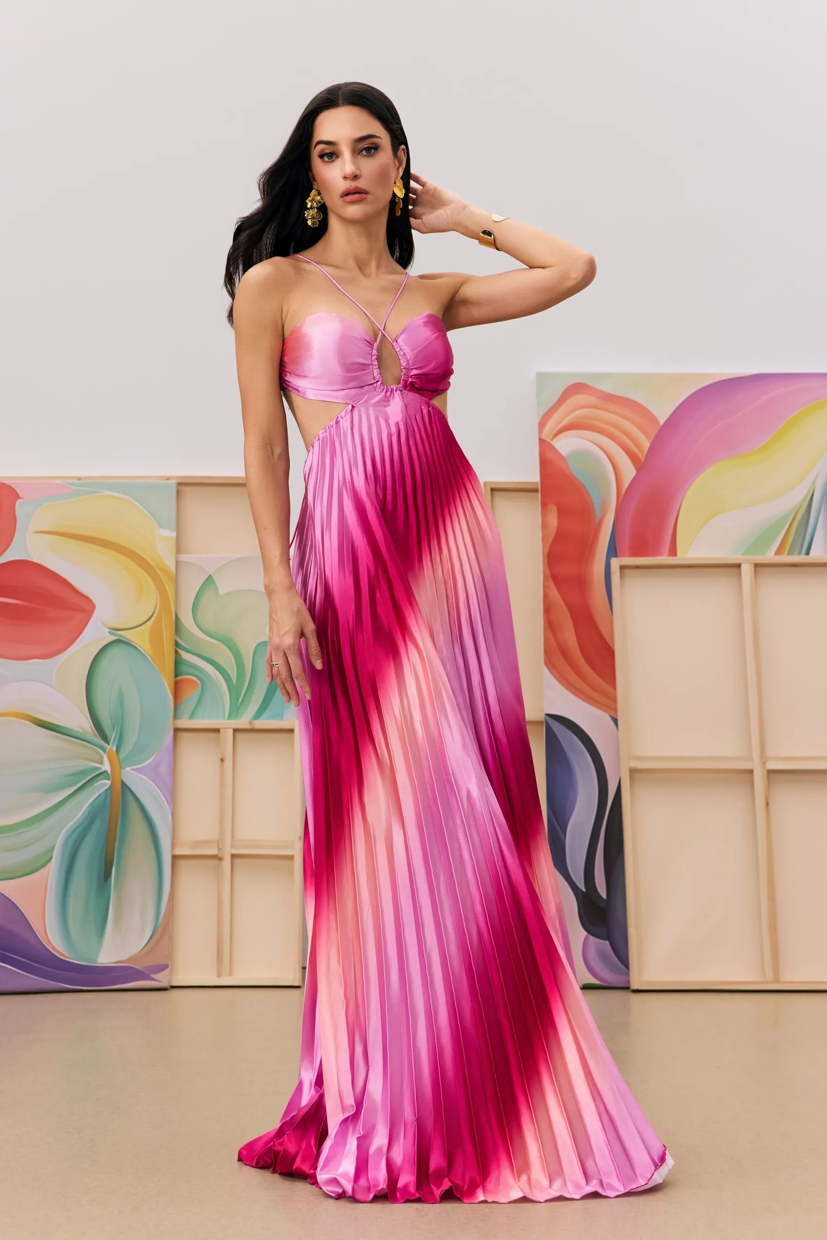 Rosa Ombre Pleated Gown