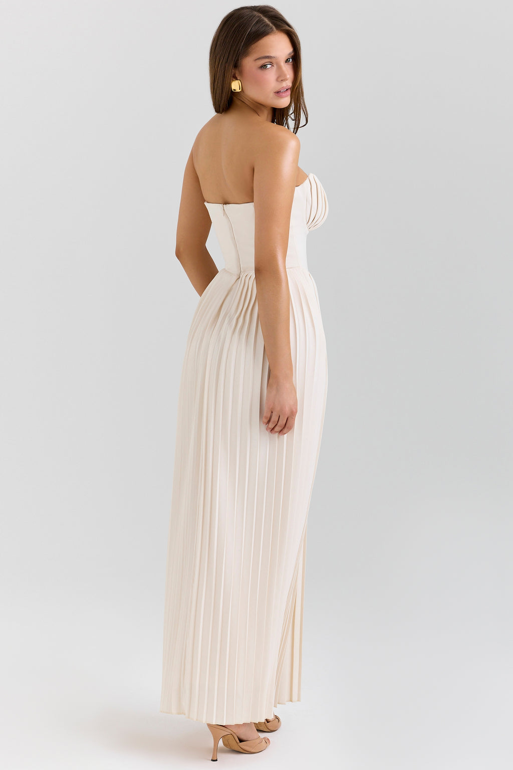 Marcella Pleated Strapless Maxi
