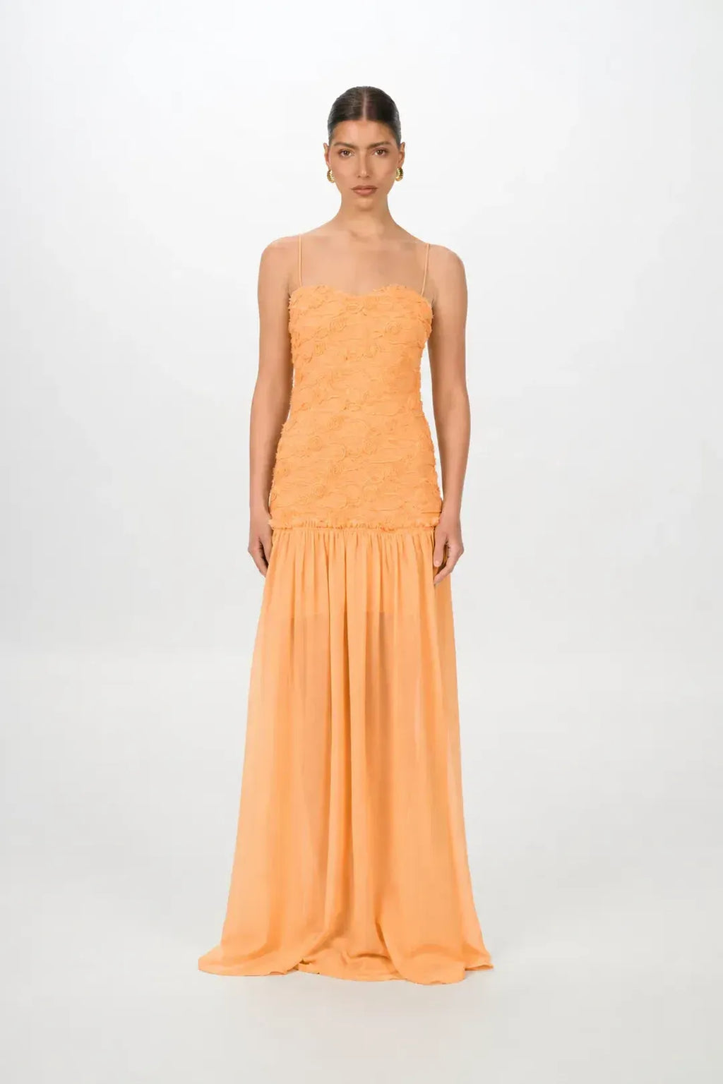 Orange Textured Maxi Dress