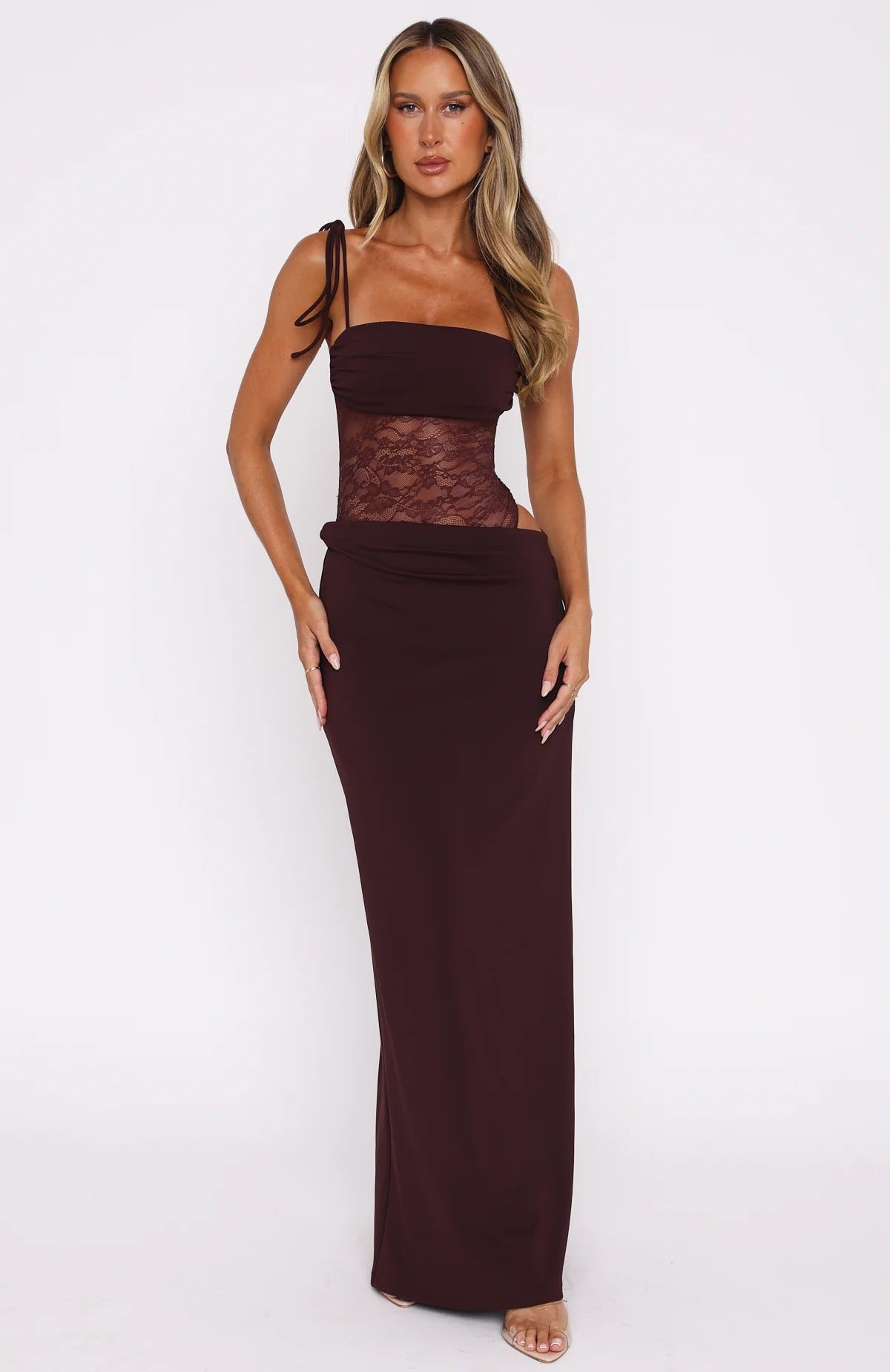 Mocha Lace Waist Maxi