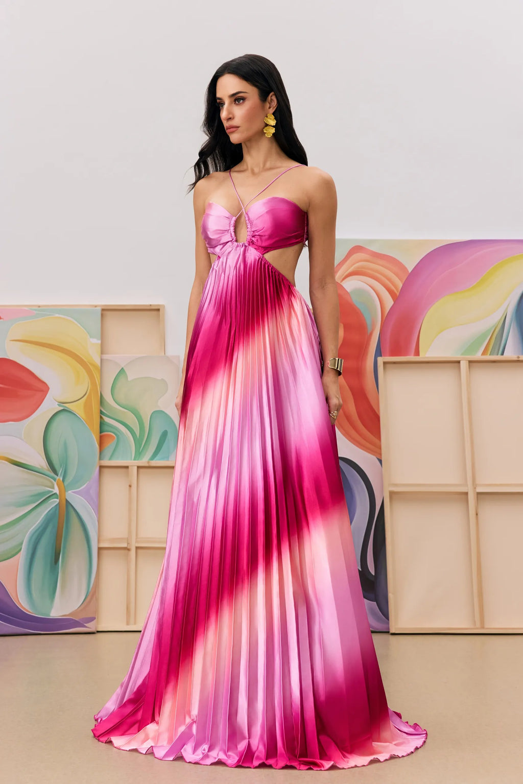 Rosa Ombre Pleated Gown