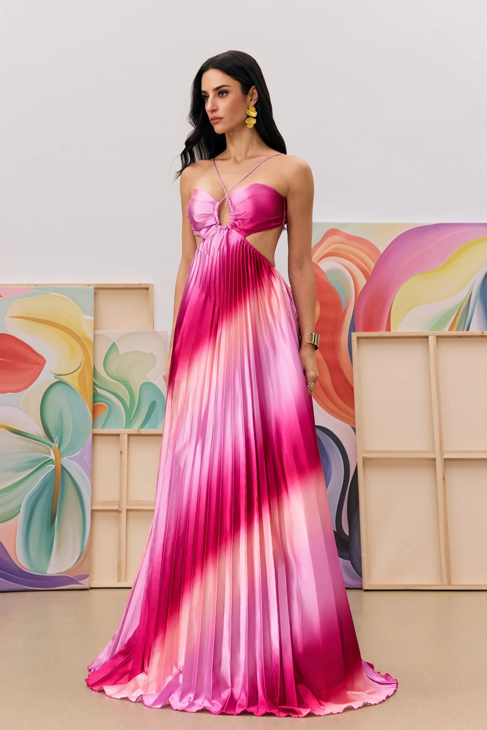 Rosa Ombre Pleated Gown
