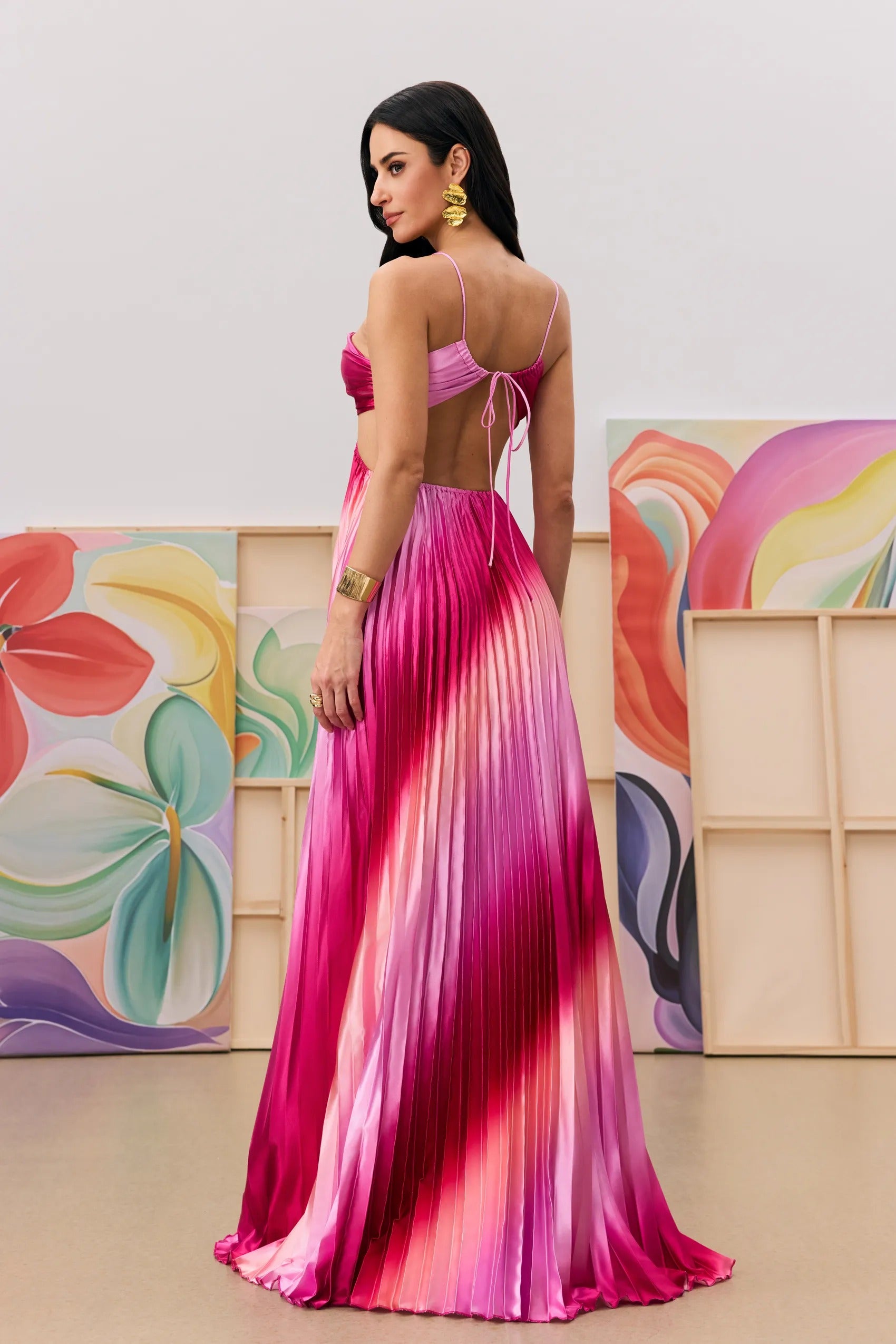 Rosa Ombre Pleated Gown