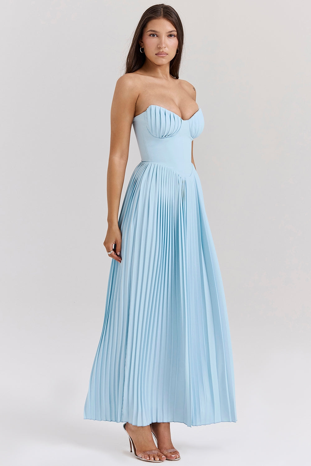 Marcella Pleated Strapless Maxi