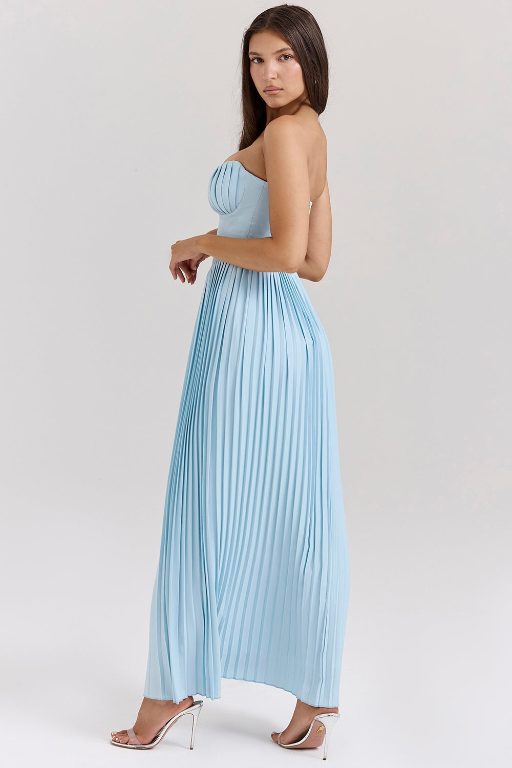 Marcella Pleated Strapless Maxi