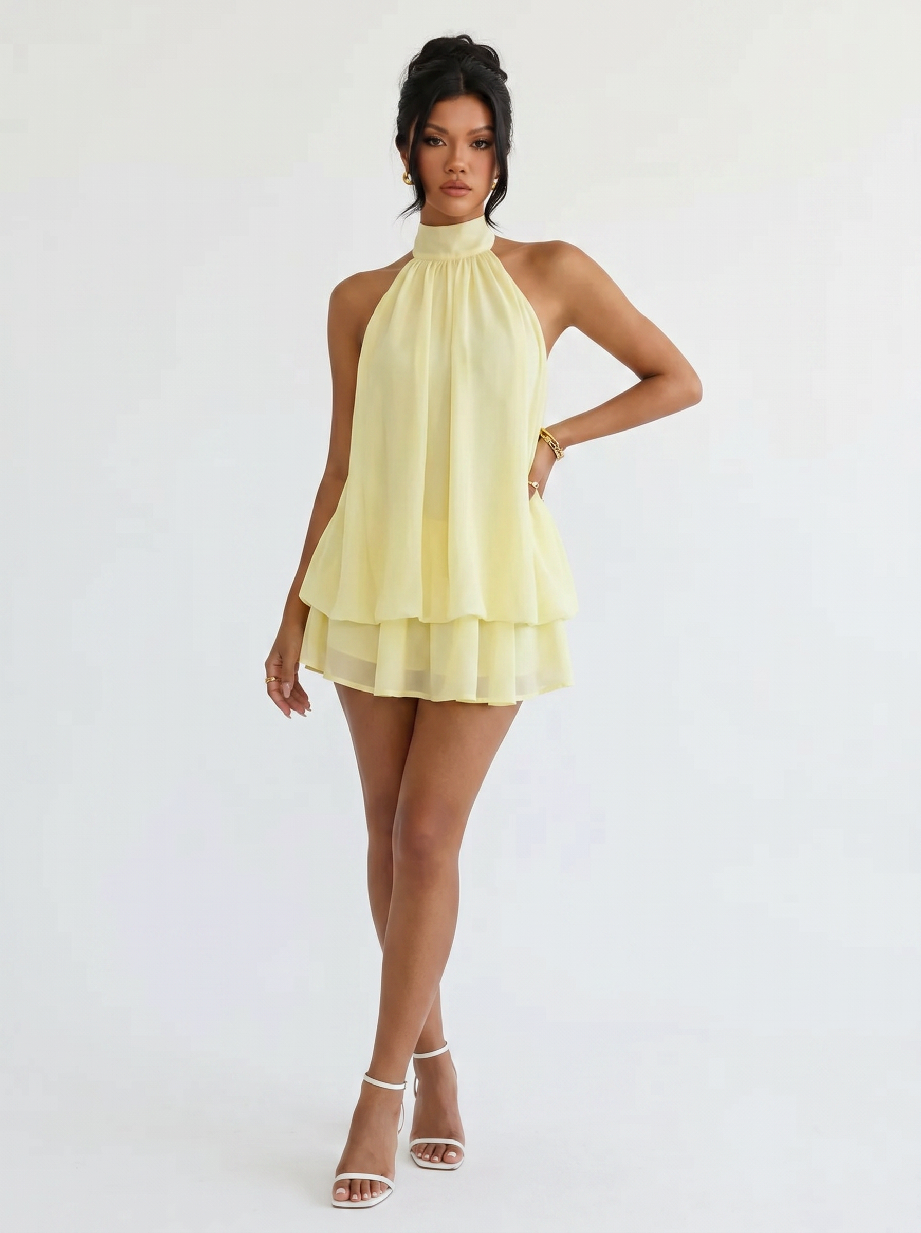 Citron Halter Mini Dress