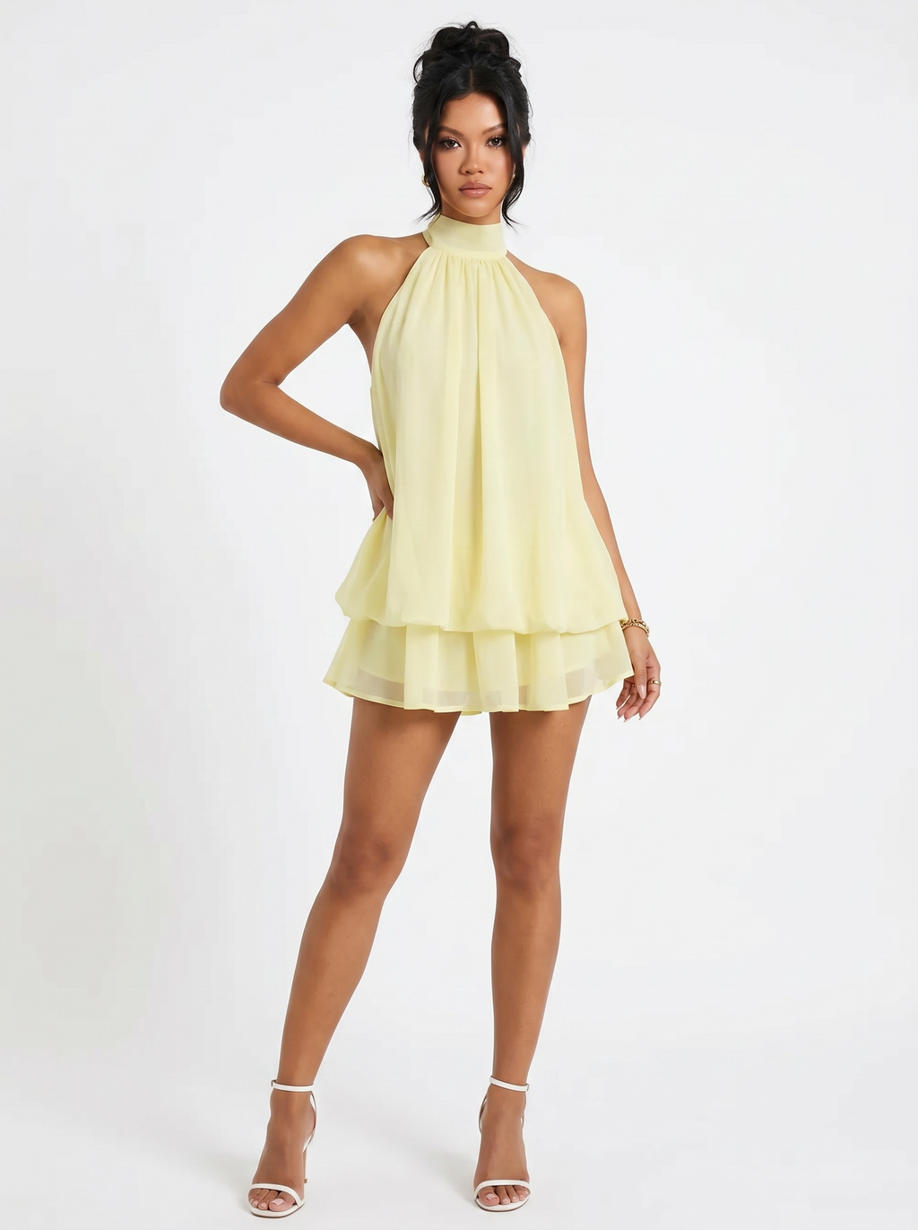 Citron Halter Mini Dress