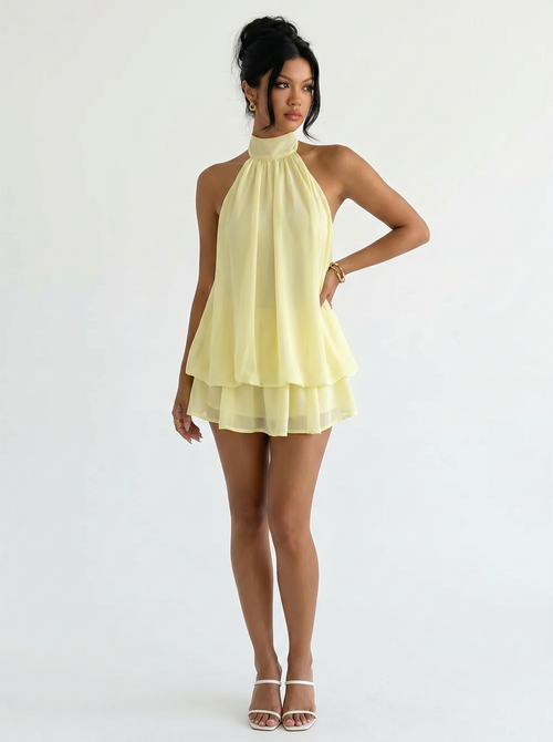 Citron Halter Mini Dress